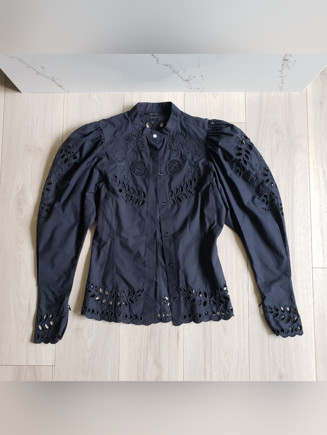 Isabel Marant Danala Broderie Anglaise Blouse Black Embroidered Top 38